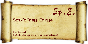Sztáray Ernye névjegykártya
